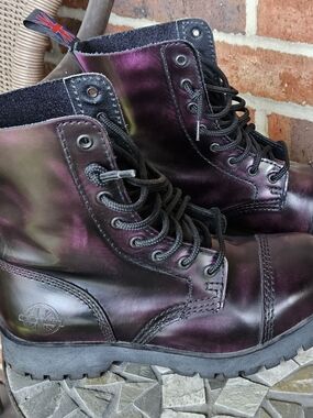 Nevermind Goth Purple Leather Combat Boots